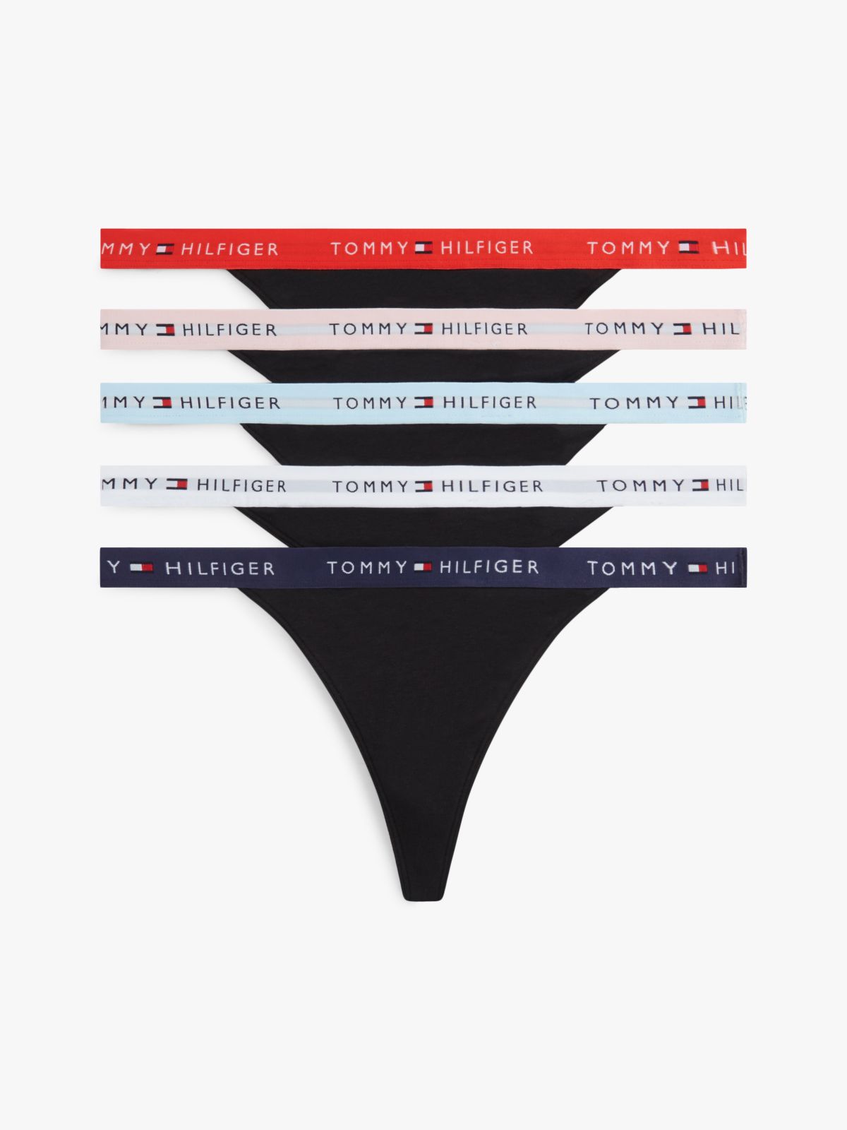 5-Pack Essential Logo Waistband Tanga Thongs — Pink