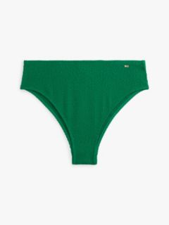Crinkle High Rise Cheeky Bikini Bottoms — Green 5