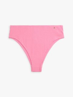 Crinkle High Rise Cheeky Bikini Bottoms — Pink 5