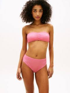 Crinkle High Rise Cheeky Bikini Bottoms — Pink 1