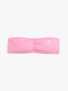 Crinkle Logo Embroidery Bandeau Bikini Top — Pink 5