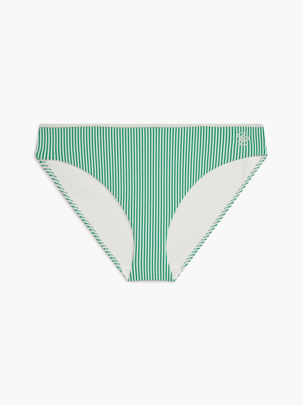 Essential Seersucker Logo Classic Bikini Bottoms — White