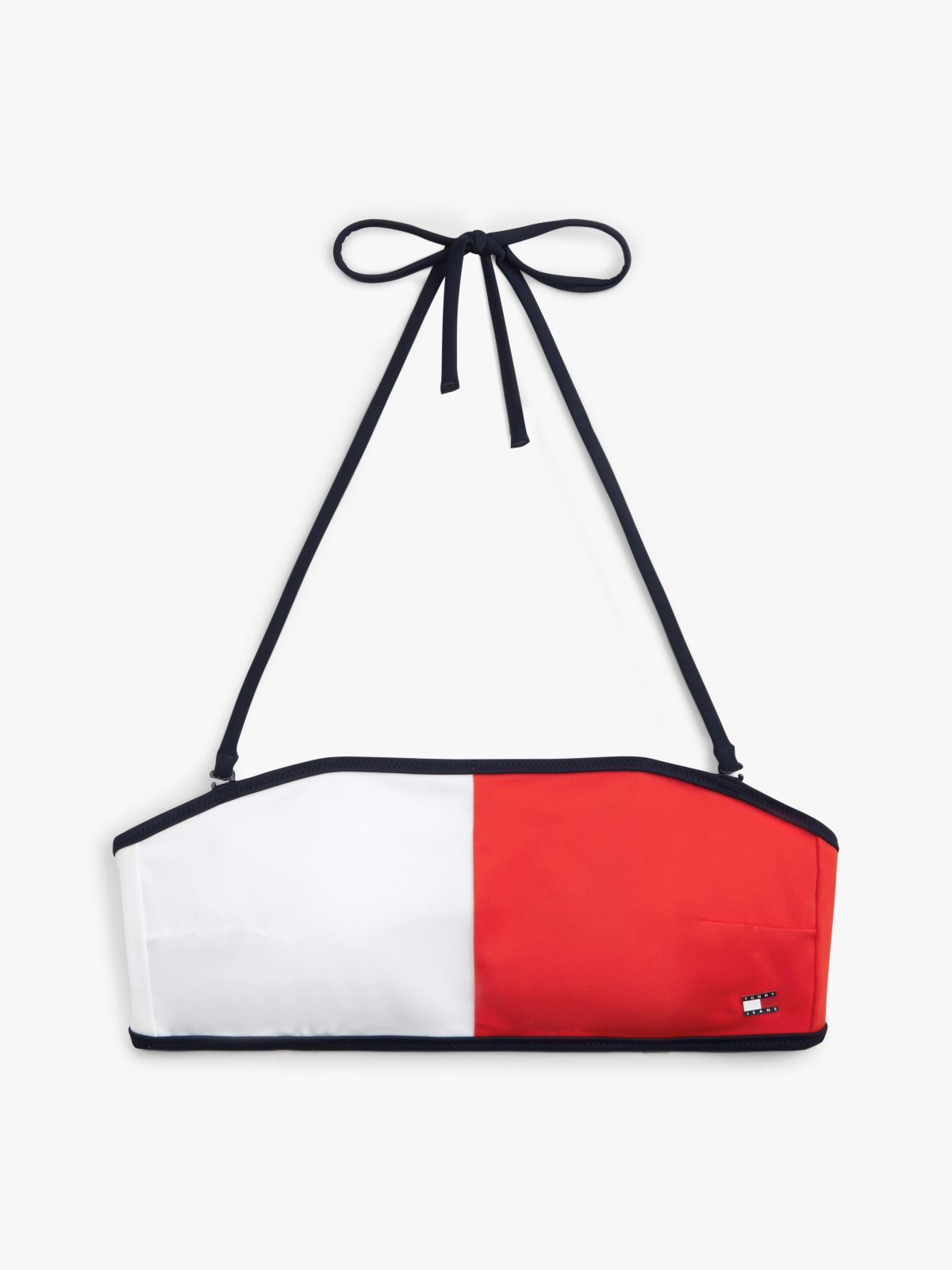 Colour-Blocked Halterneck Bandeau Bikini Top — Blue