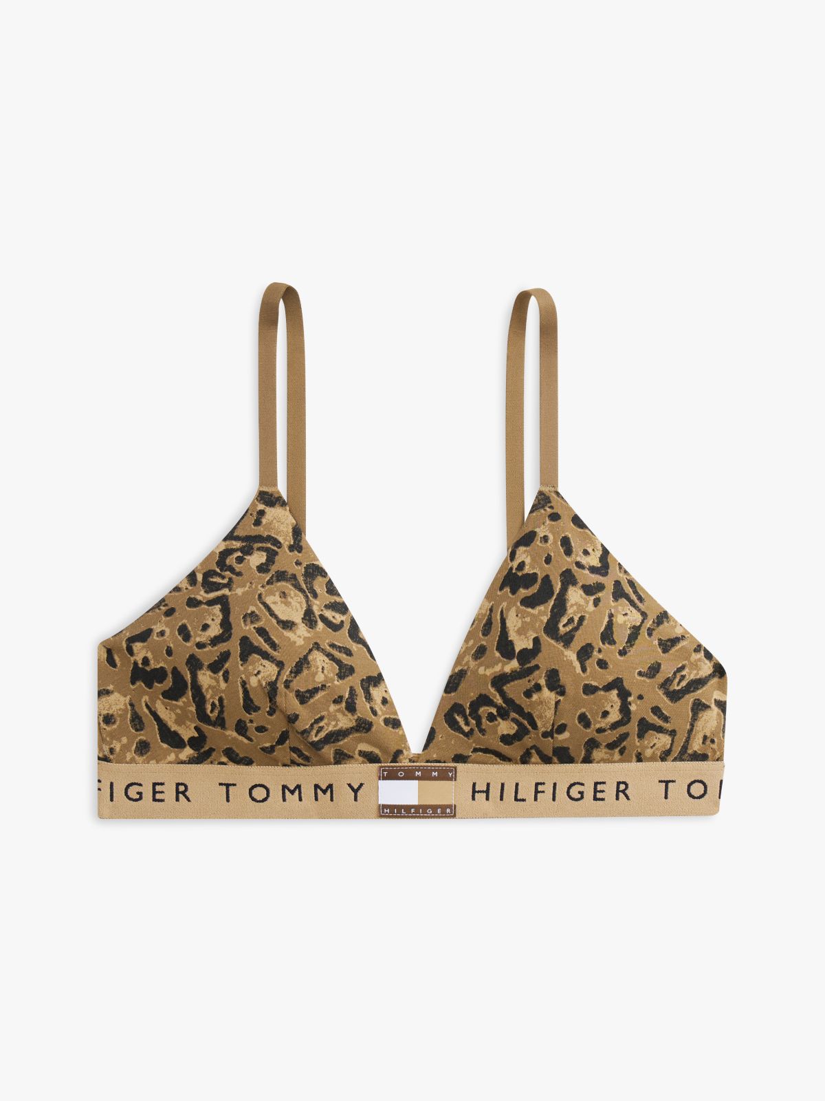 Heritage Print Removable Padding Triangle Bra — Beige