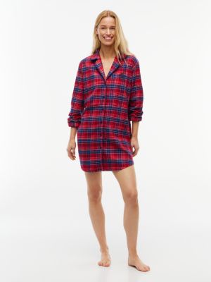 chemise de nuit essential en flanelle red pour femmes tommy hilfiger
