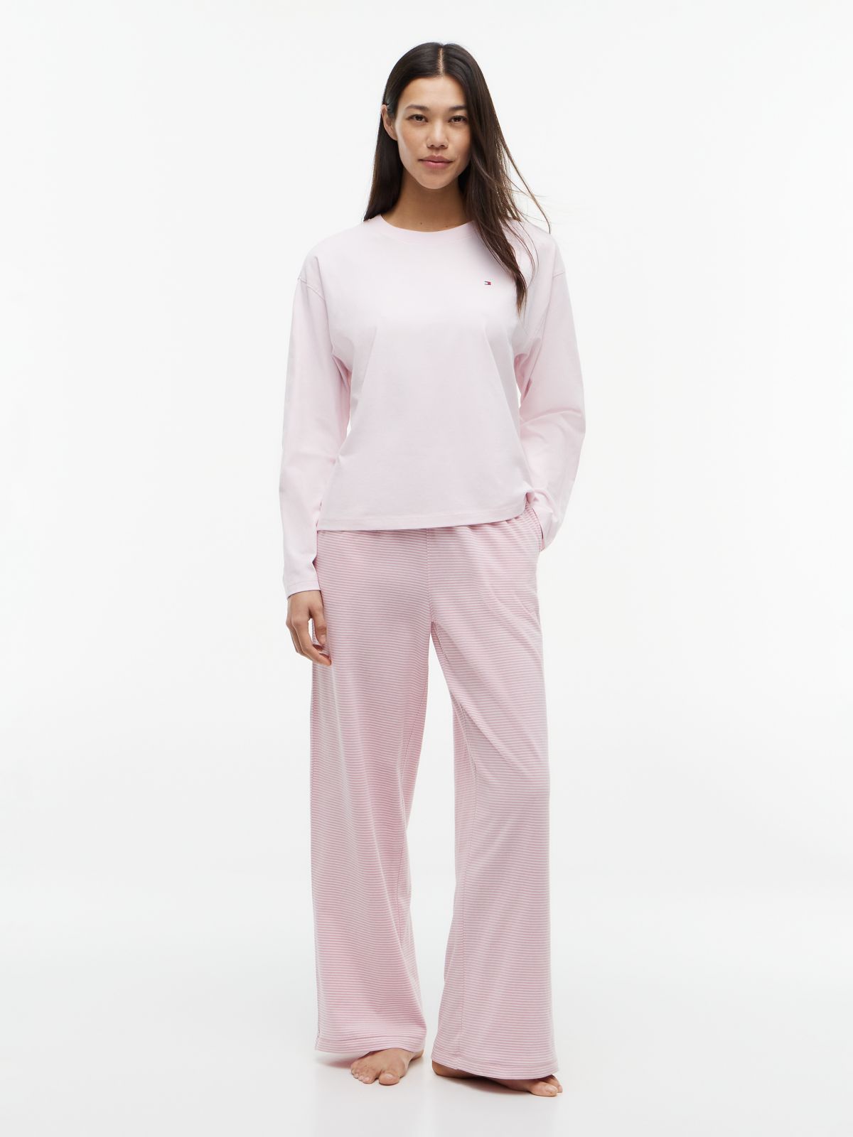 Essential Jersey Long Sleeve Pyjama Set — White