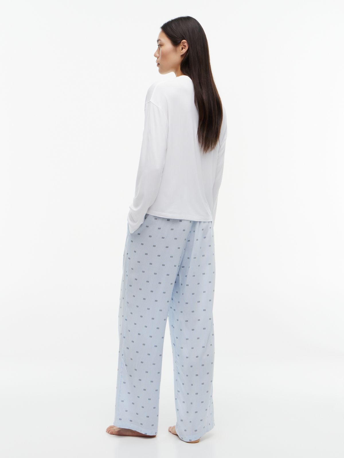 Essential Woven Long Sleeve Pyjama Set — White
