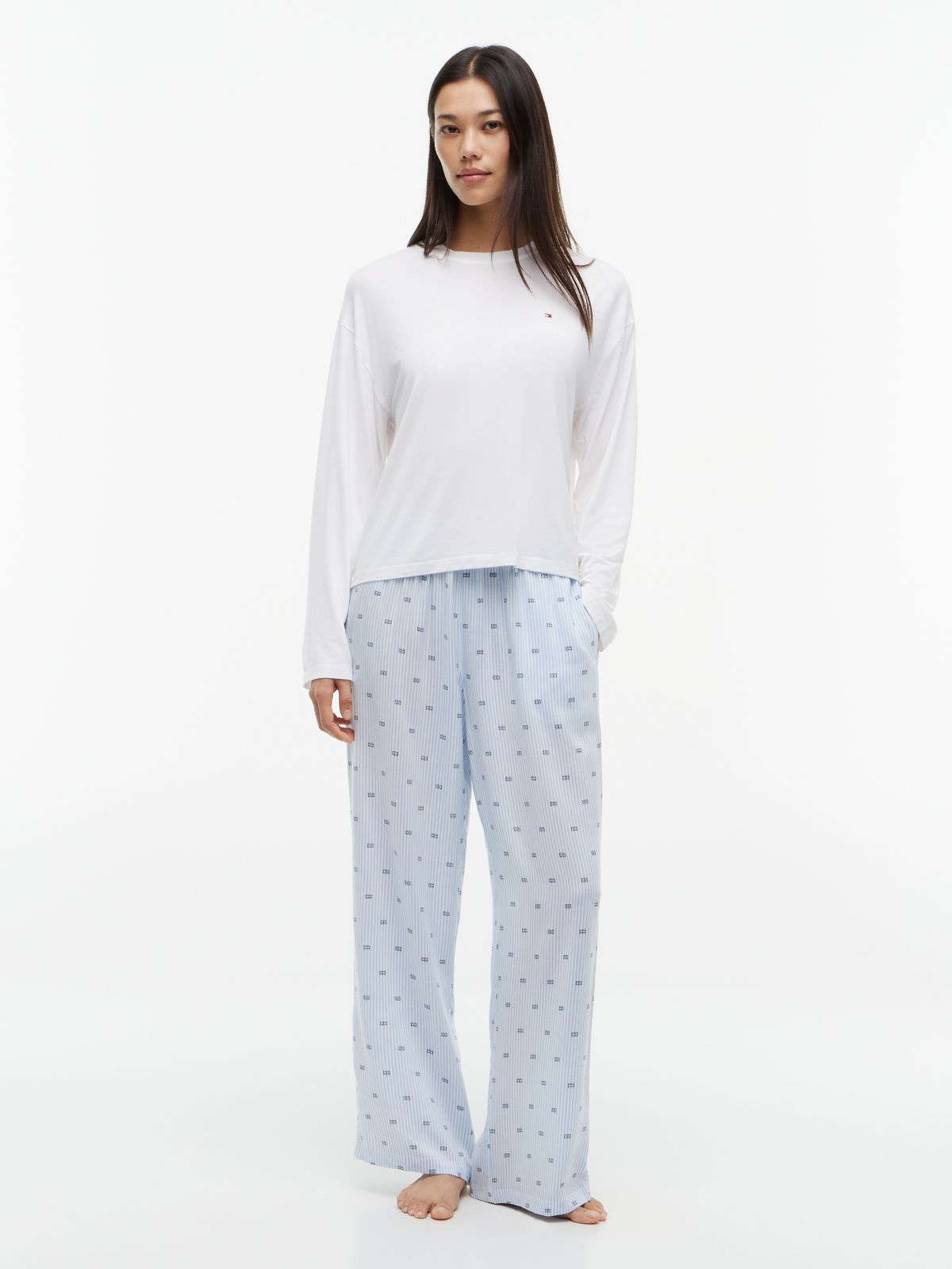 Essential Woven Long Sleeve Pyjama Set — White