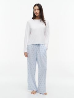 Essential Woven Long Sleeve Pyjama Set — White 1