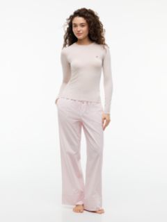 Lace Long Sleeve Lounge Top With Cashmere — Beige 2