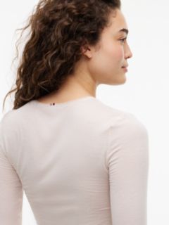 Lace Long Sleeve Lounge Top With Cashmere — Beige 3