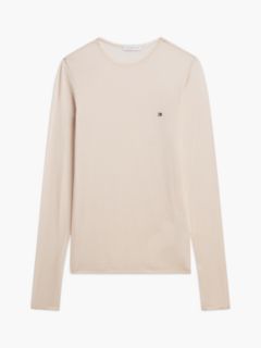 Lace Long Sleeve Lounge Top With Cashmere — Beige 5