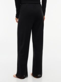 Lace Trim Relaxed Pyjama Bottoms — Black 4