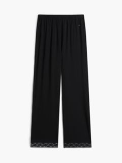 Lace Trim Relaxed Pyjama Bottoms — Black 5