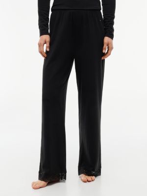 black lace trim relaxed pyjama bottoms for women tommy hilfiger
