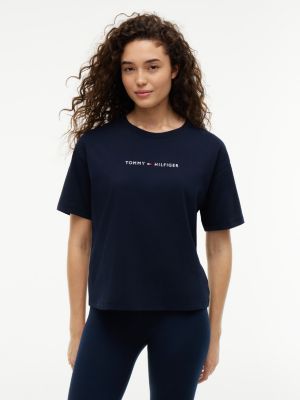 blue essential jersey relaxed lounge t-shirt for women tommy hilfiger