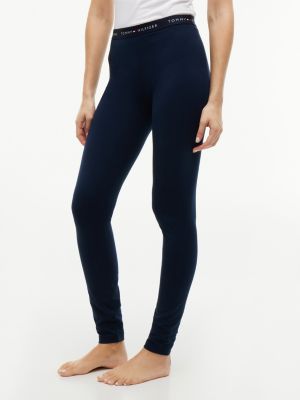 blue essential logo waistband relaxed lounge leggings for women tommy hilfiger