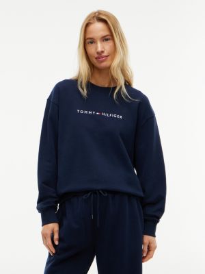 blue essential terry relaxed lounge sweatshirt for women tommy hilfiger