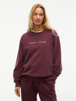 brown essential terry relaxed lounge sweatshirt for women tommy hilfiger