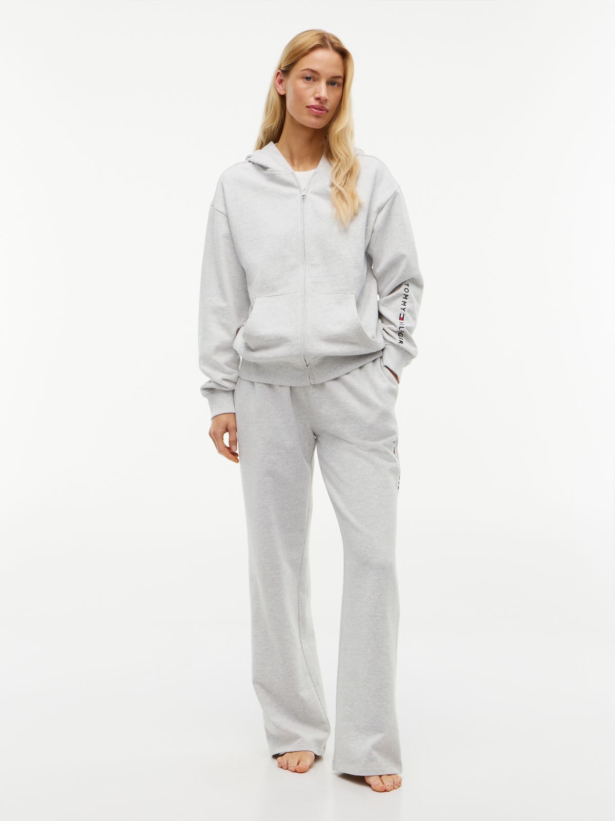 Essential Terry Relaxed Zip-Thru Lounge Hoody — Grey