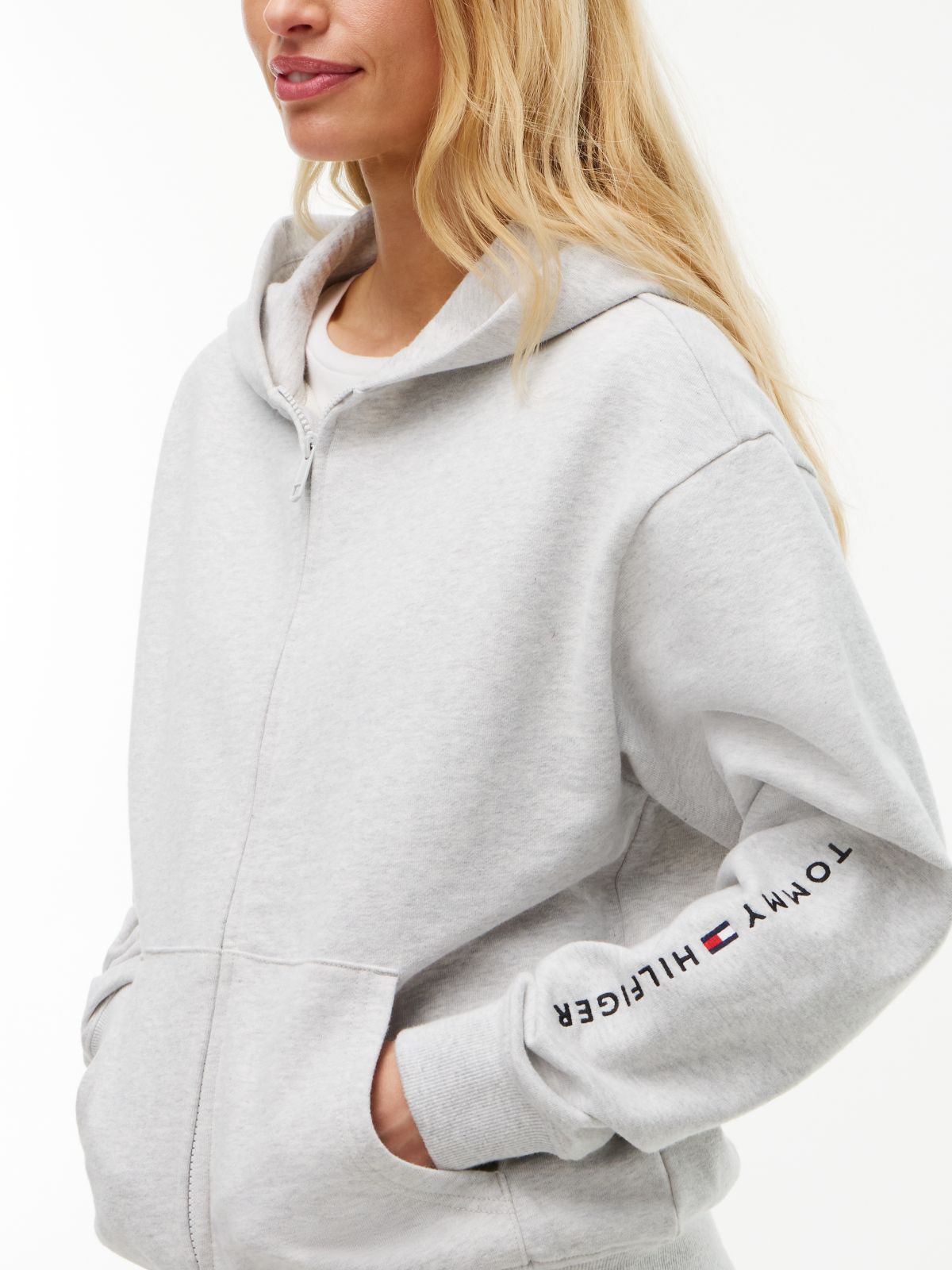 Essential Terry Relaxed Zip-Thru Lounge Hoody — Grey