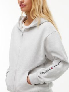 Essential Terry Relaxed Zip-Thru Lounge Hoody — Grey 3