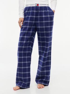 blue heritage flannel relaxed pyjama bottoms for women tommy hilfiger