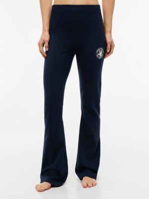 blue heritage logo flared lounge leggings for women tommy hilfiger
