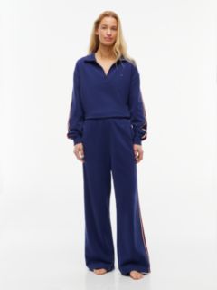 Global Stripe Wide Leg Lounge Joggers — Blue 2