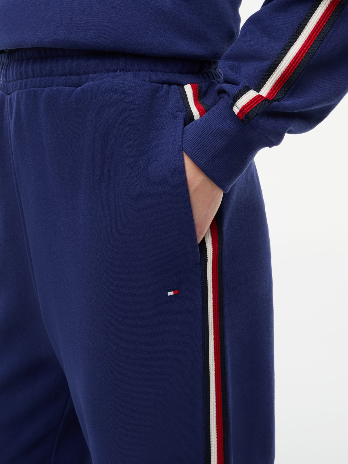 Global Stripe Wide Leg Lounge Joggers — Blue