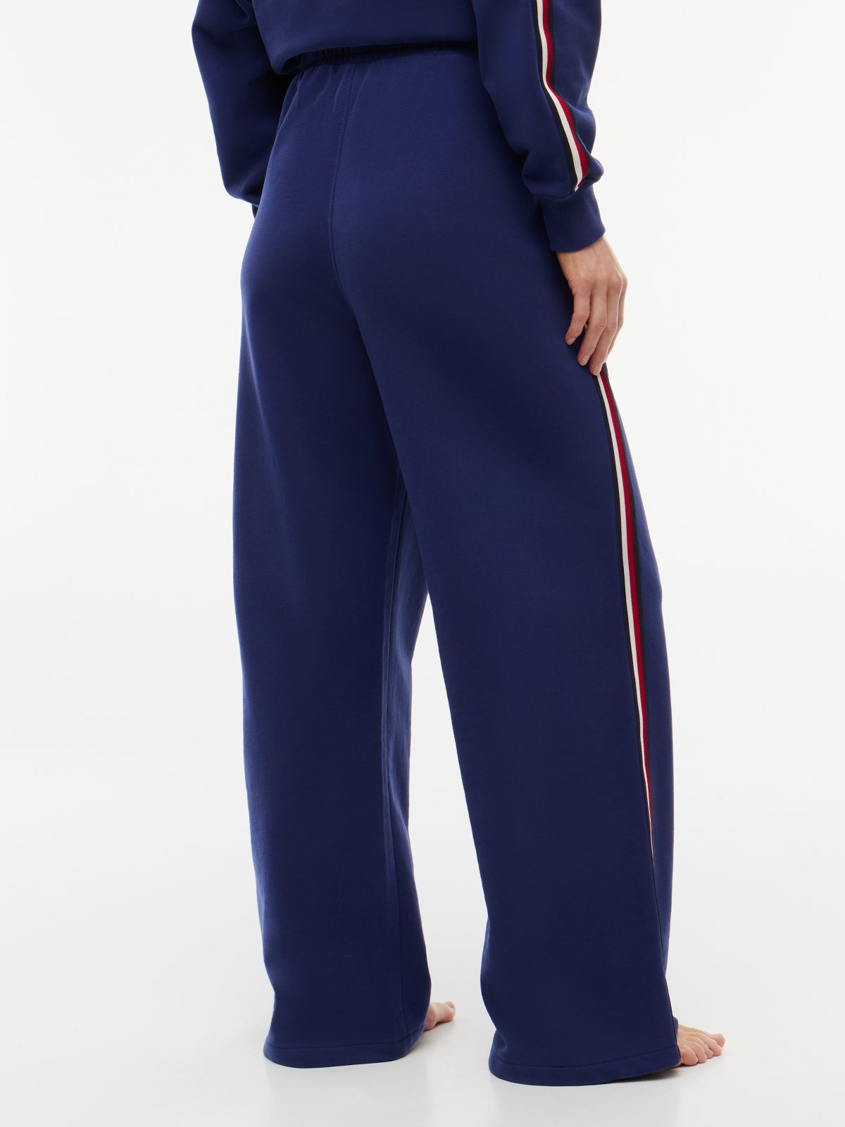Global Stripe Wide Leg Lounge Joggers — Blue