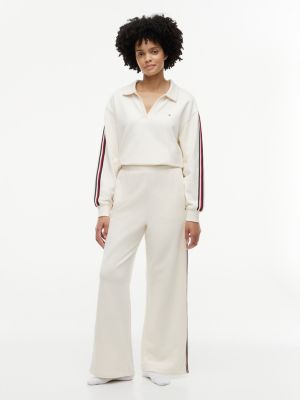 yellow global stripe wide leg lounge joggers for women tommy hilfiger