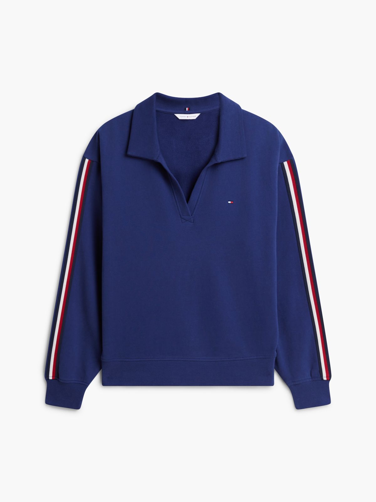 Global Stripe Relaxed Lounge Rugby Jumper — Blue