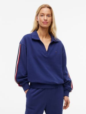 blue global stripe relaxed lounge rugby jumper for women tommy hilfiger