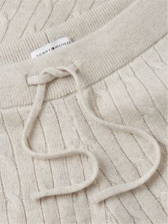 Cable Knit Wide Leg Lounge Trousers — Beige 6