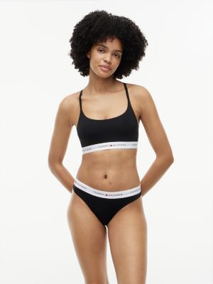 black signature logo racerback microfibre bralette for women tommy hilfiger