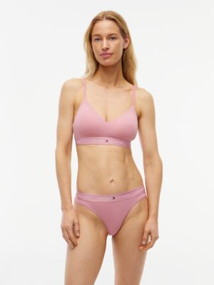 tanga de microfibra con logo distintivo pink de mujeres tommy hilfiger