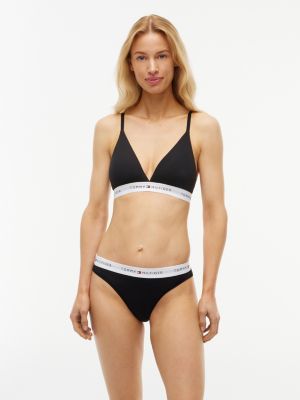 black signature logo microfibre triangle bra for women tommy hilfiger