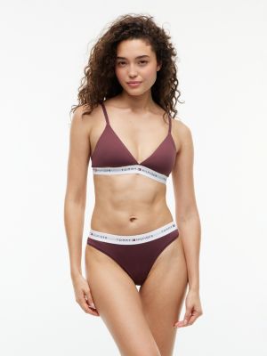 brown signature logo microfibre triangle bra for women tommy hilfiger