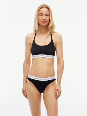 black figi z mikrofibry z logo z podpisem tommy dla kobiety - tommy hilfiger