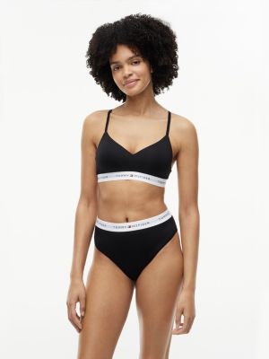 black signature logo push-up microfibre bralette for women tommy hilfiger