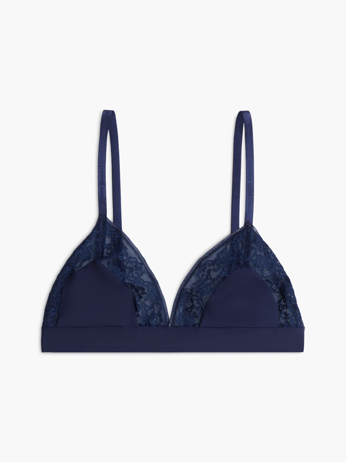 Floral Lace Triangle Bra — White