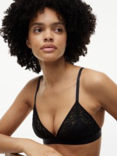 Floral Lace Triangle Bra — Black 3