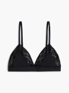 Floral Lace Triangle Bra — Black 5