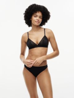 Floral Lace Triangle Bra — Black 1