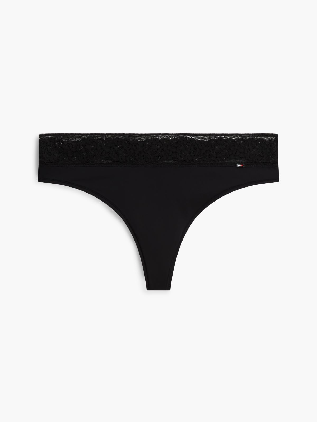Floral Lace Thong — Black