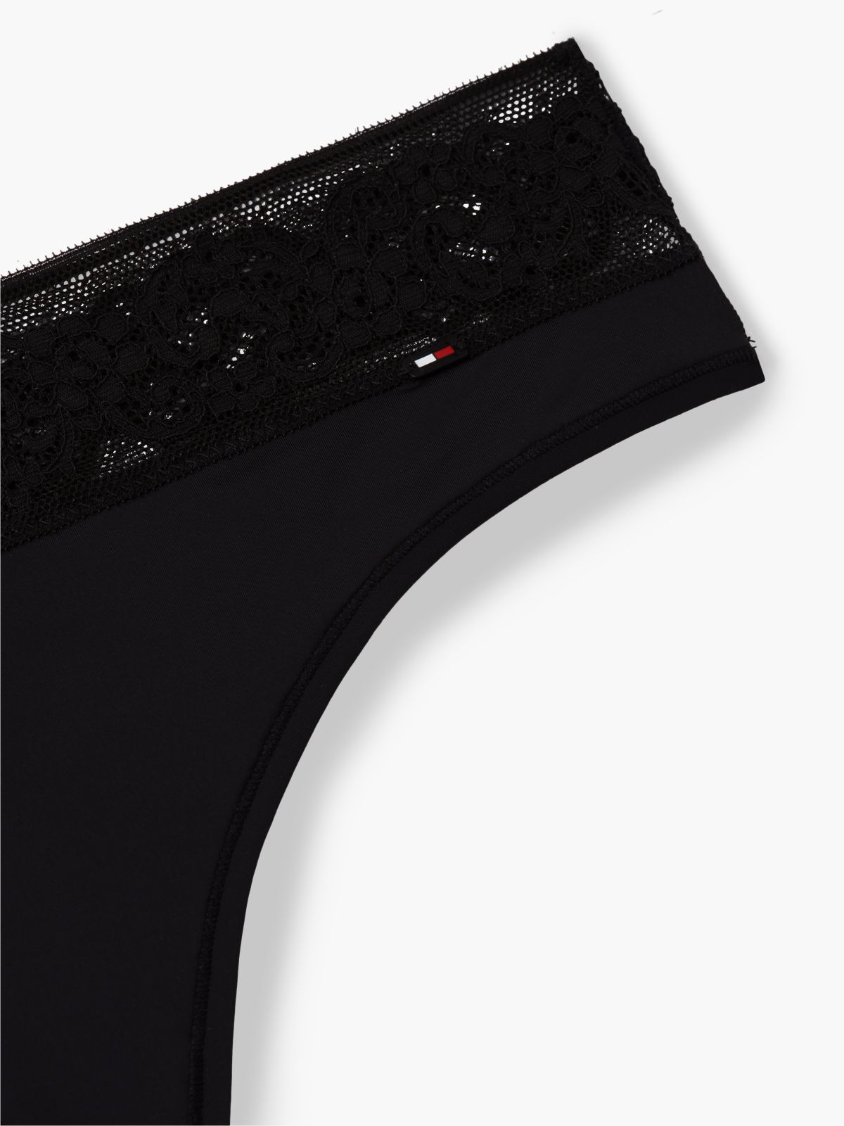 Floral Lace Thong — Black
