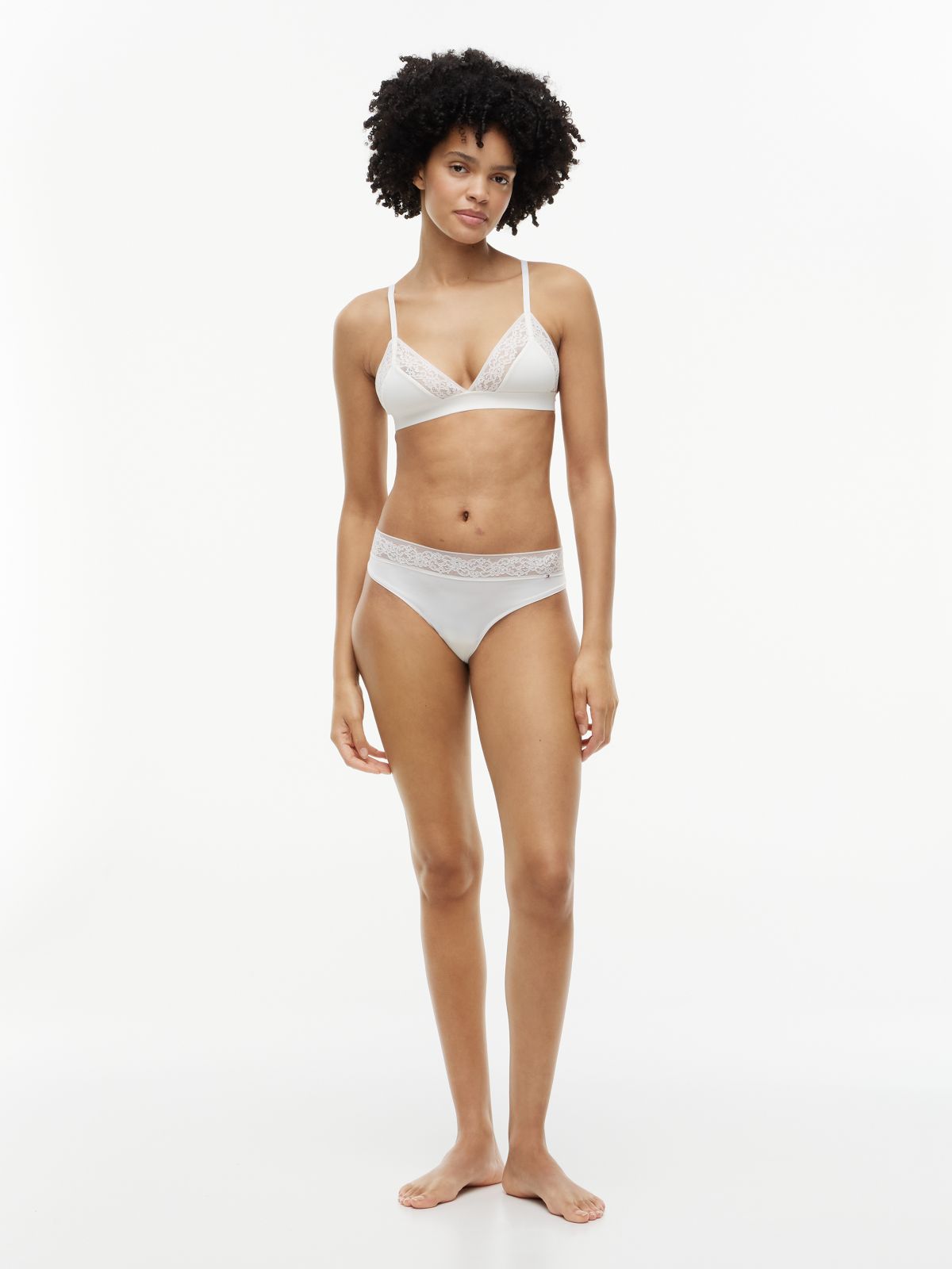 Floral Lace Thong — White