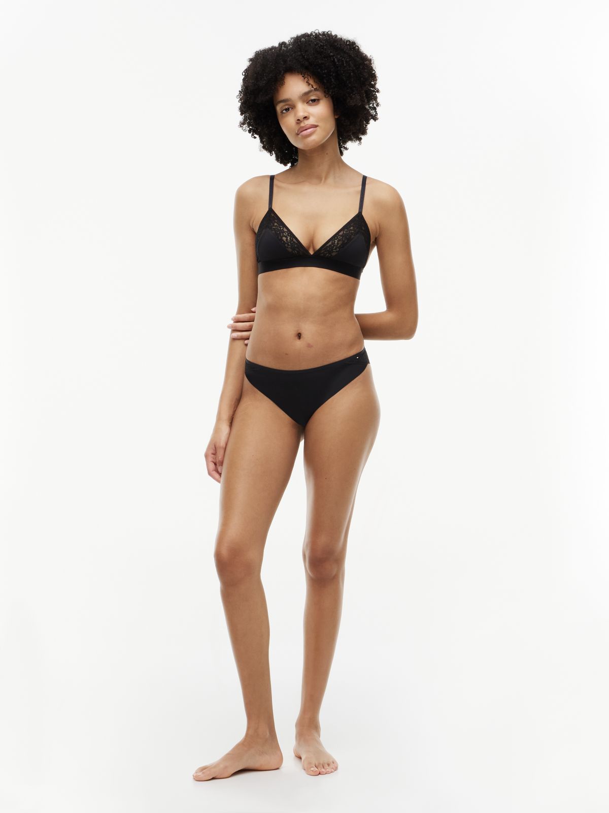 Floral Lace Briefs — Black