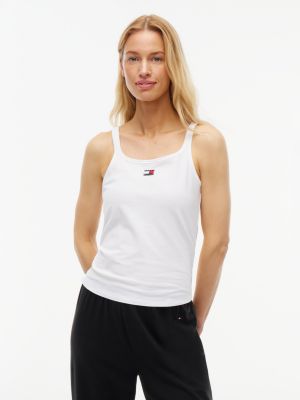 white 3-pack heritage logo lounge tank tops for women tommy hilfiger